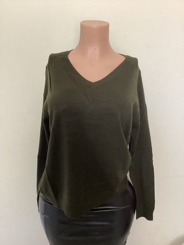 V neck plus size sweater ( olive)