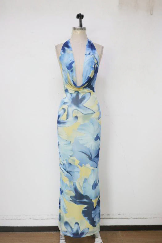 Juju floral dress (yellow and blue) D10685