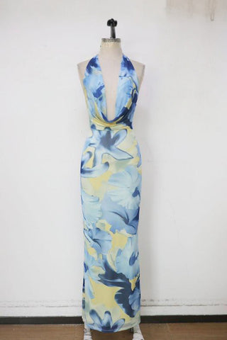 Juju floral dress (yellow and blue) D10685
