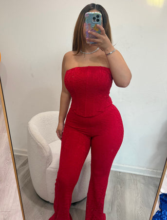 Bella straples two piece set (red) 9398