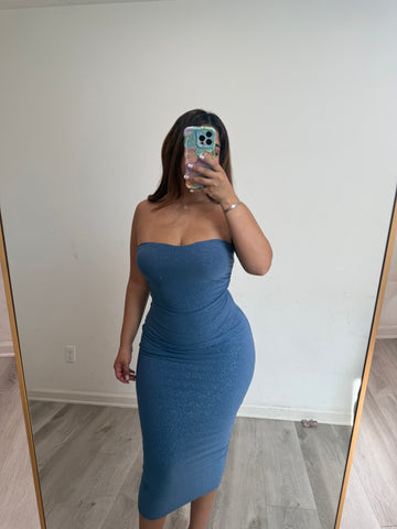 Mary glitter dress 388 (blue denim)