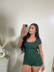 Snap button rib romper (hunter) 1505