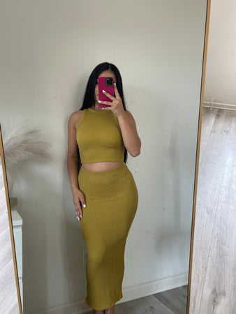 Crop top two piece set (citron )8331