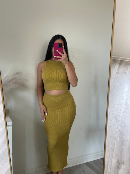 Crop top two piece set (citron )8331