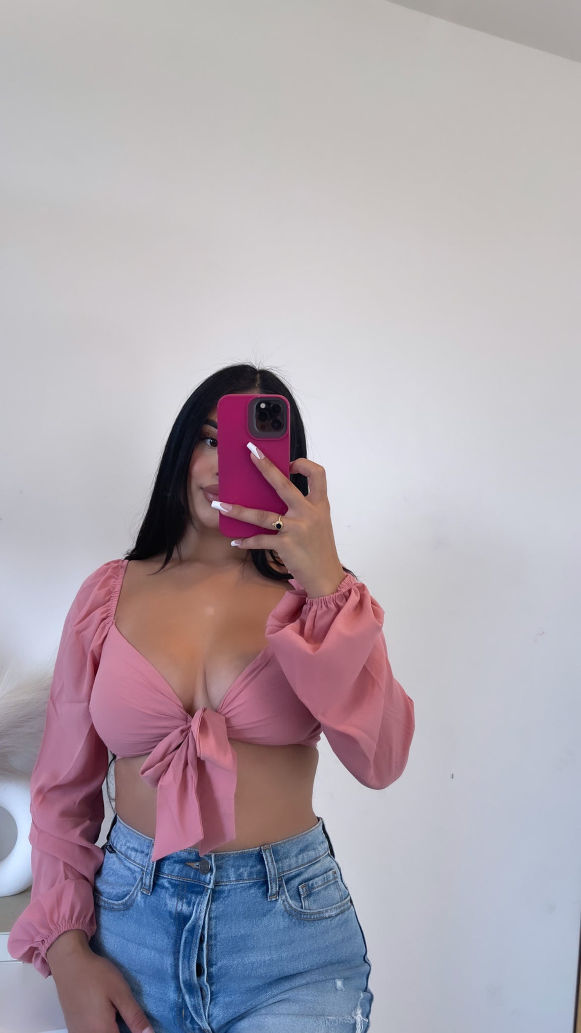 Bubble crep tie top (rose)14461