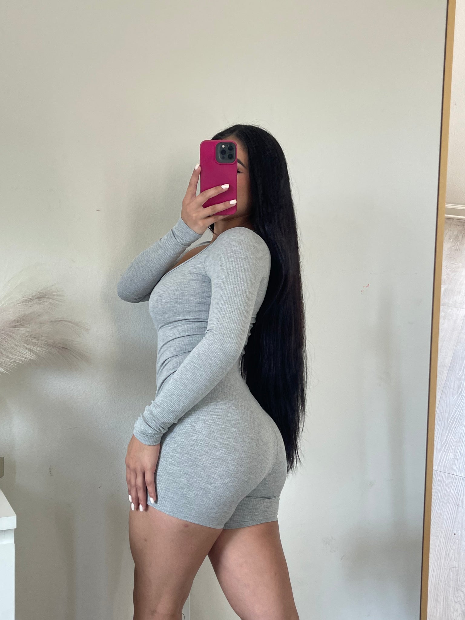 Nia long sleeve romper 2357 grey