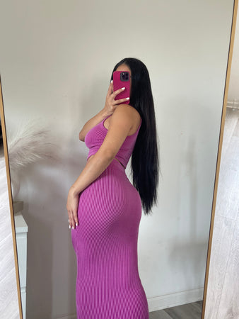 Crop top two piece set (magenta)8331