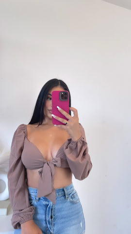 Bubble crep tie top (mocha)14461