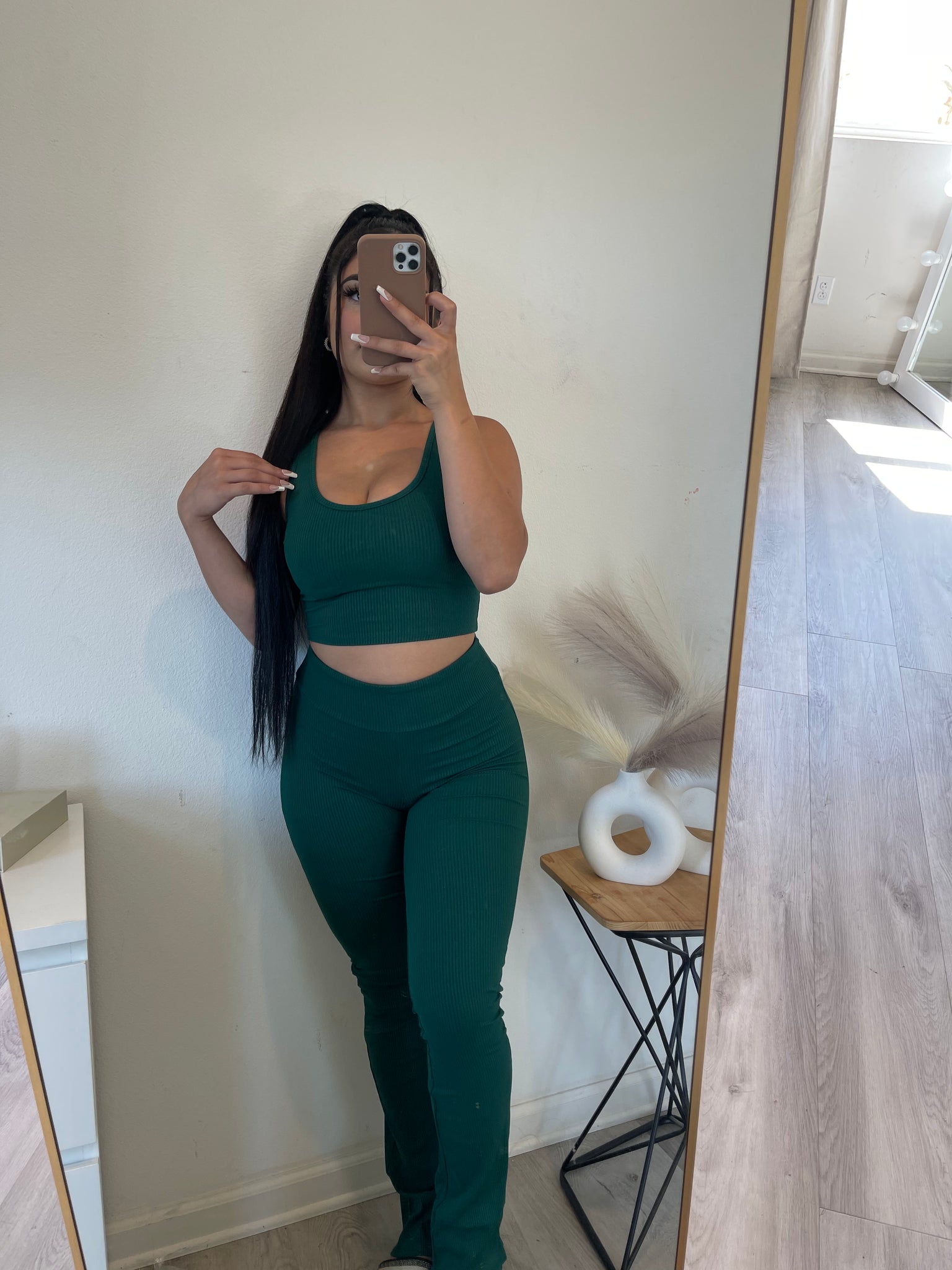 Moni flare two piece set (hunter green)2179
