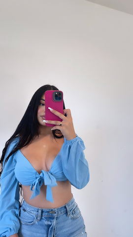 Bubble crep tie top ( blue)14461