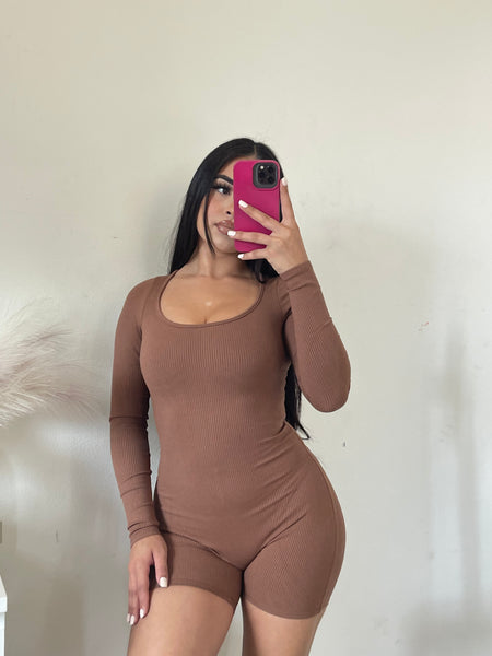 Nia long sleeve romper 2357 brown