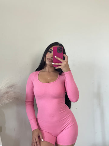 Nia long sleeve romper 2357 pink