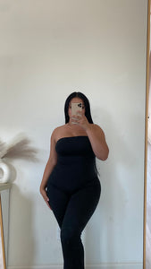 Strapless tube flare jumpsuit (black)5881