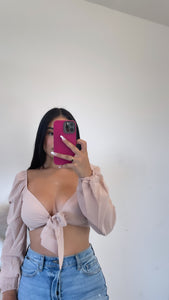 Bubble crep tie top ( taupe)14461