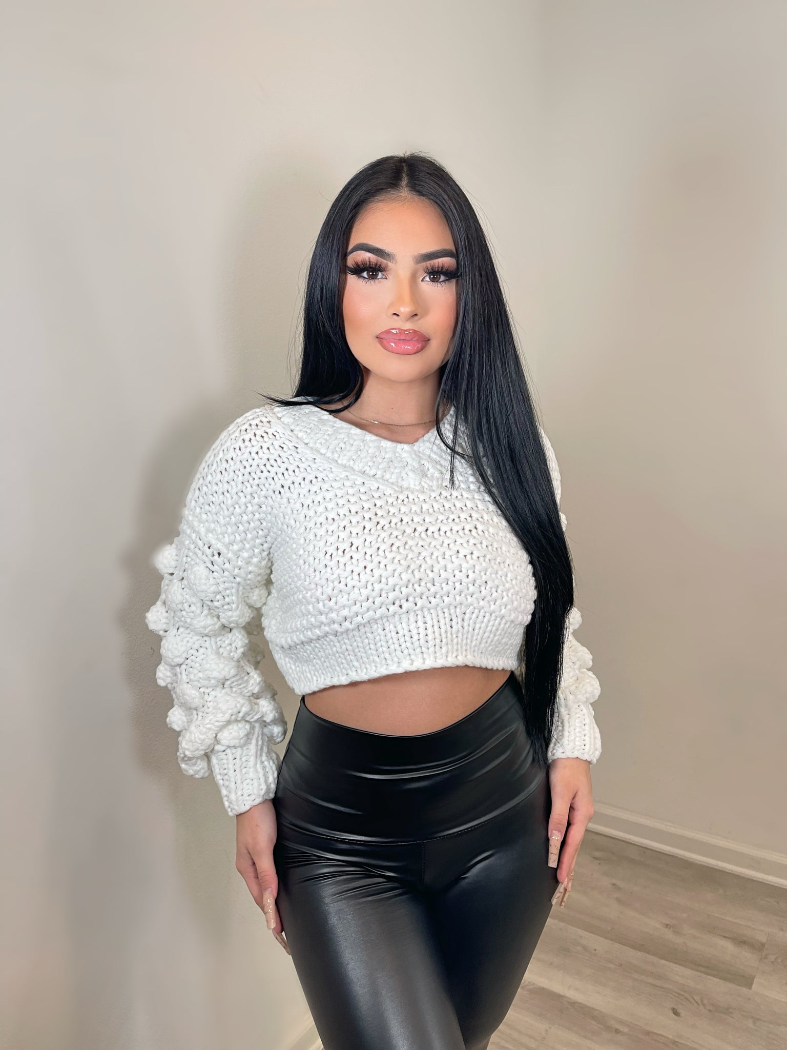 Chunky v-neck sweater top