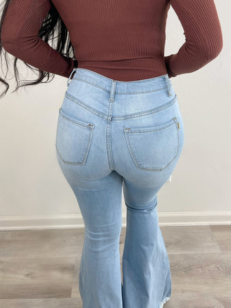 Helen open boot jeans (light blue)