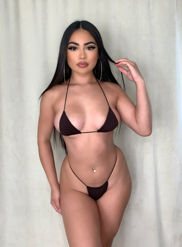 Brown string bikini set 26120