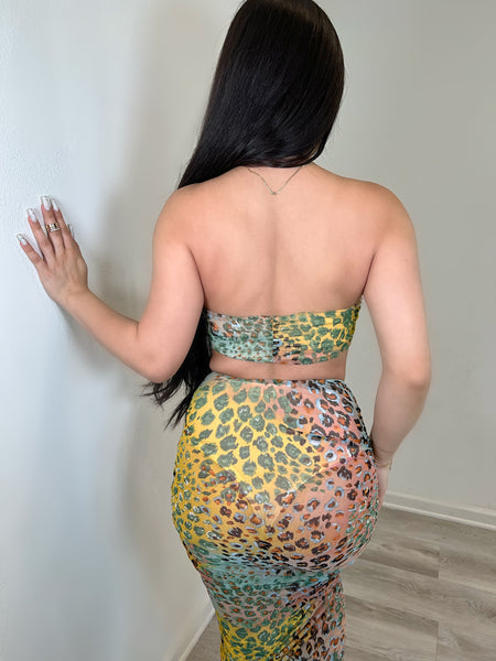 Cheetah color two piece set 8228