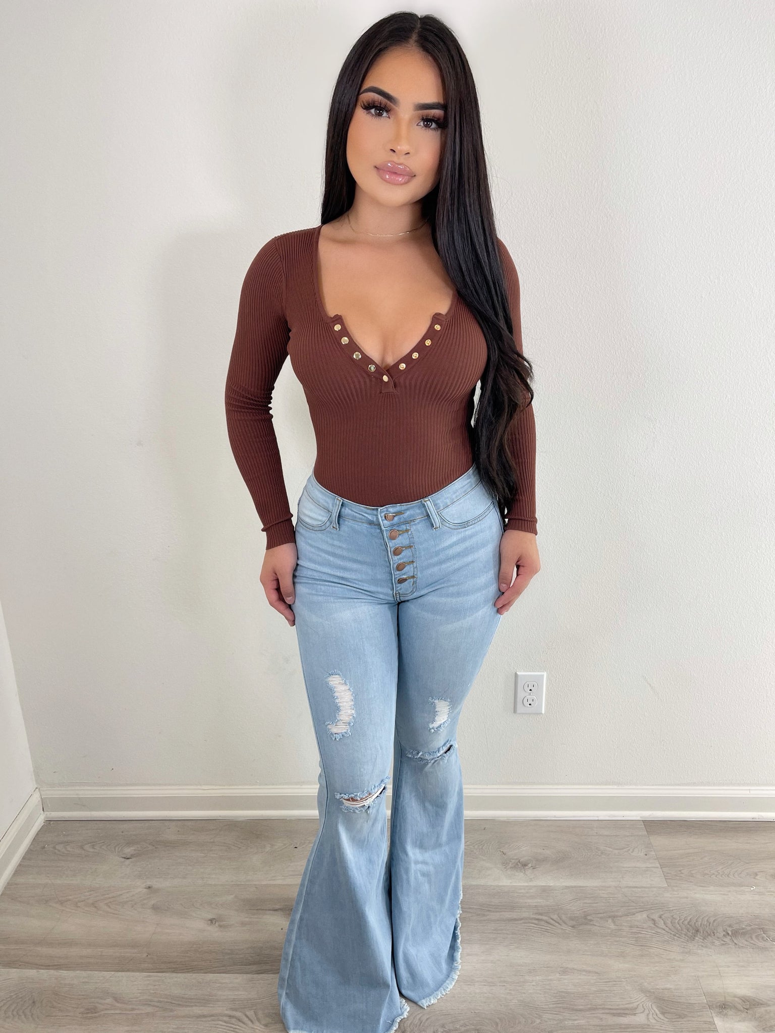 Helen open boot jeans (light blue)
