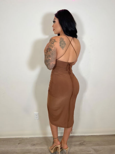 Jane classy dress (brown) 9221