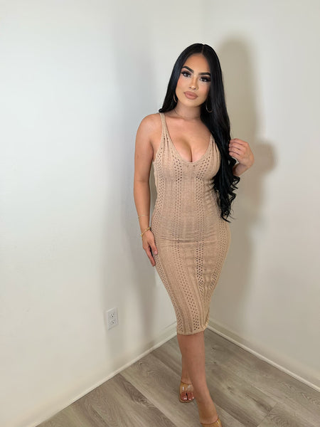 Mesh knit cover up dress (nude)22778