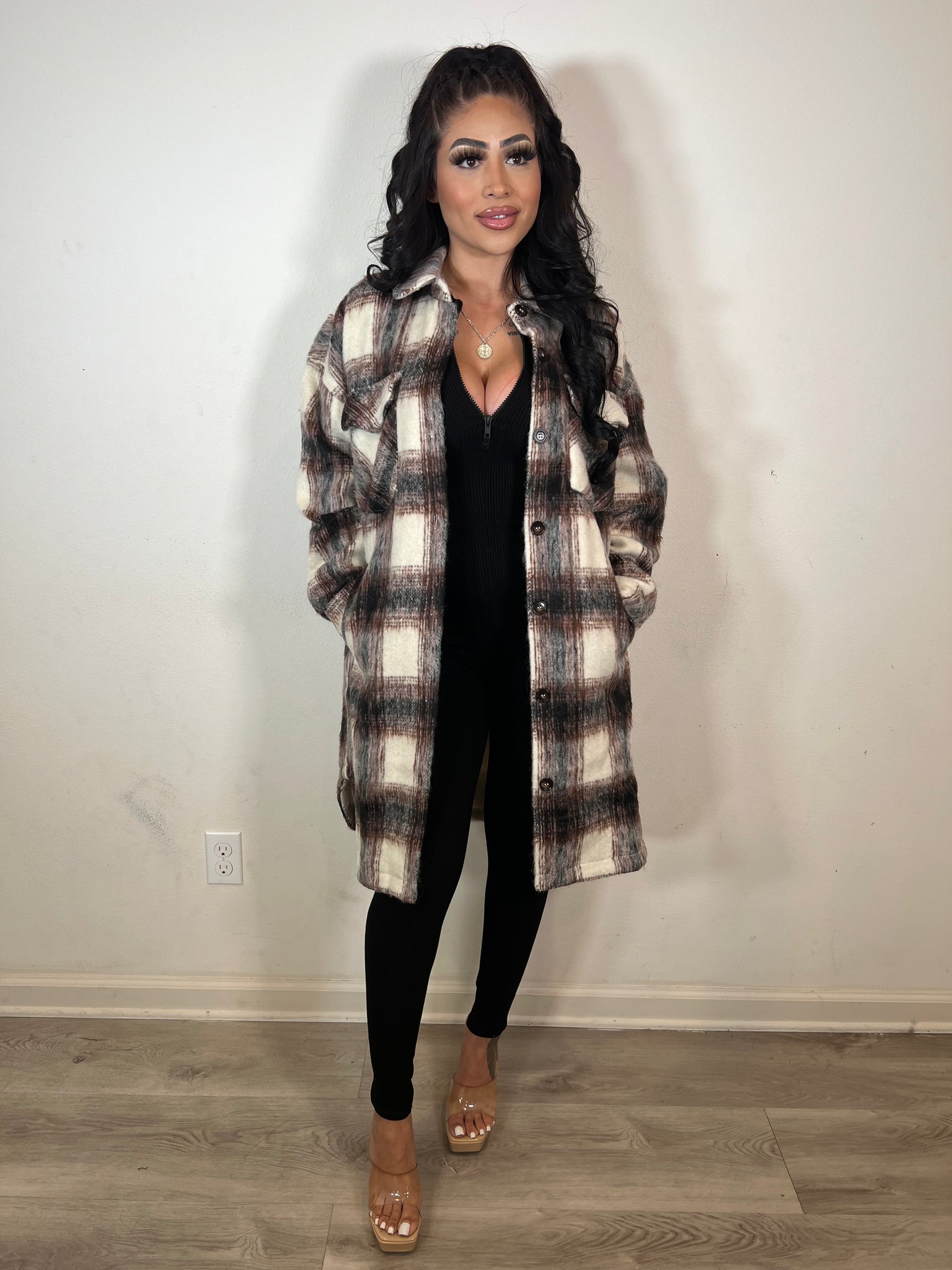 raq-c long sleeve flannel 7668( BROWN COMBO)