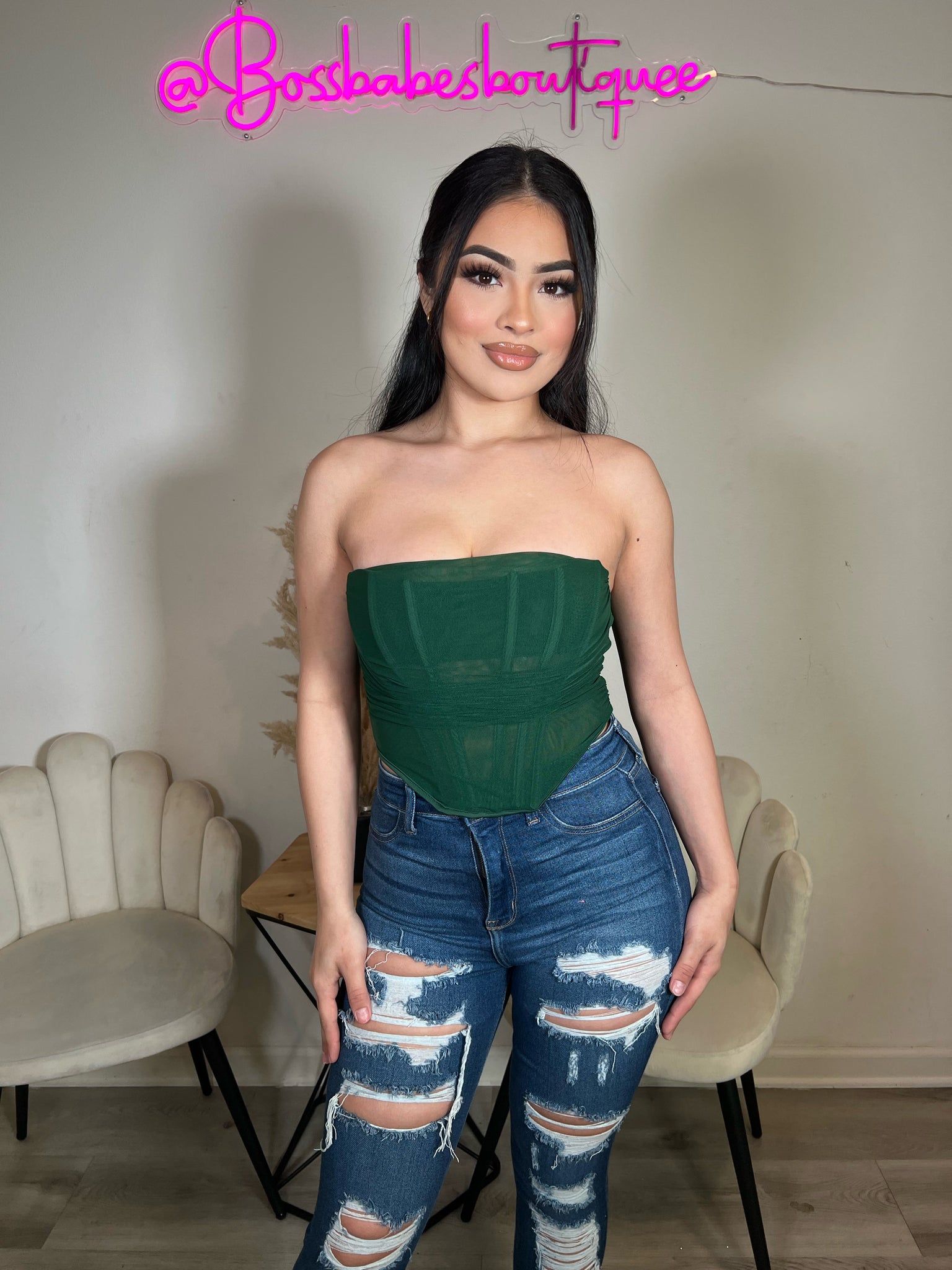 Lotus corset top (hunter green)