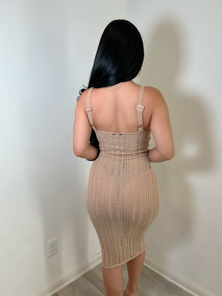 Mesh knit cover up dress (nude)22778